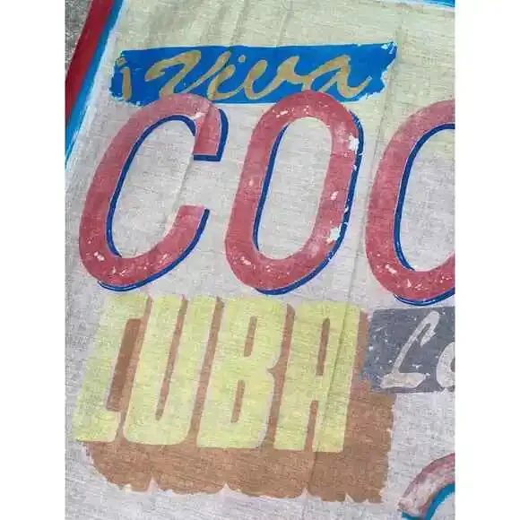 Chanel 17C Coco Cuba CC Pink Graffiti Cotton Bandana Handkerchief Scarf Wrap
